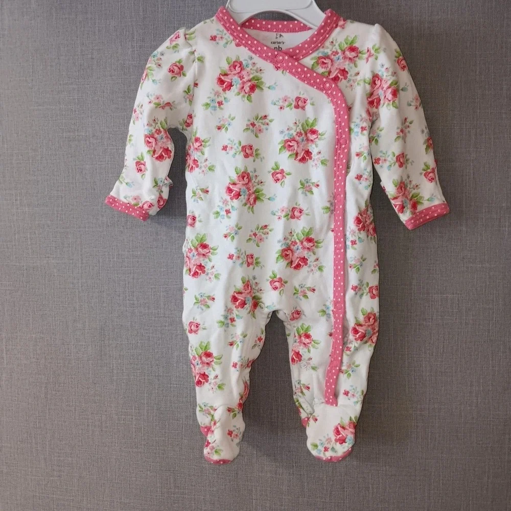 Vintage Y2K Baby Romper‎ Lot Newborn Pink Floral Bunny Polka Dot Carters